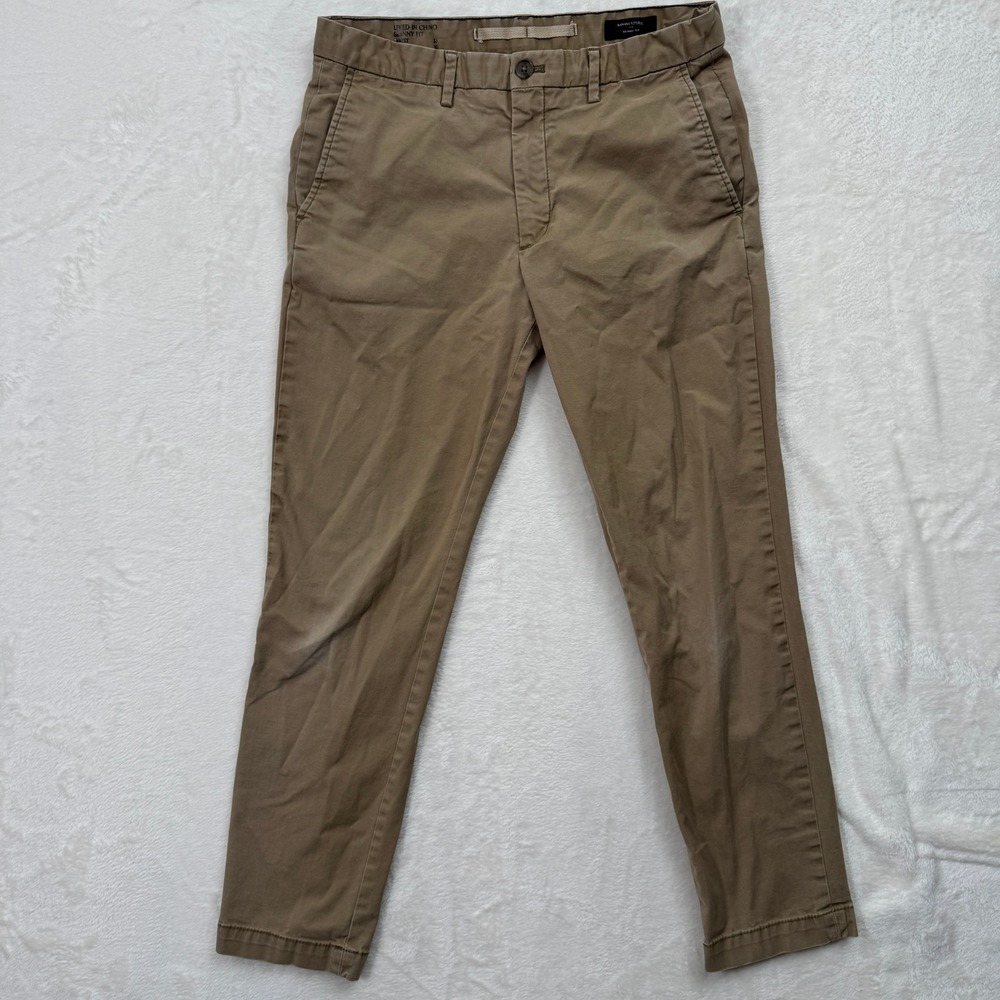 Banana Republic Chino Mens 33 Khaki Lived-In Chino Skinny Fit Cotton Stretch